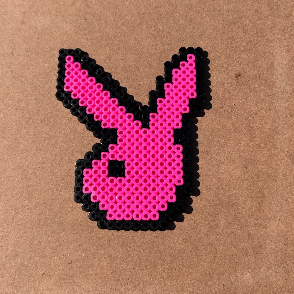 Perler bead playboy bunny in pink